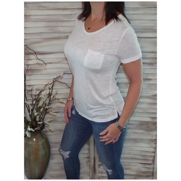 Burnout Melange Tissue Scoop Shirt Tee White 1120 - Picture 2 of 7